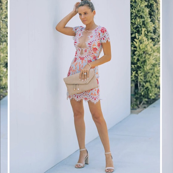 Vici Collection floral light blue lace mini dress - Picture 1 of 8